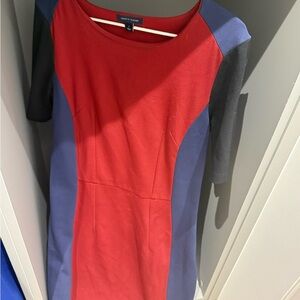 Tommy Hilfiger Red and Blue Long Sleeve Dress